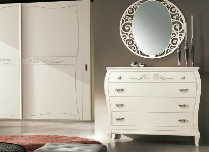 Sideboard Kommode mit Spiegel Sideboards Holz Kommoden Möbel 2tlg Weiß Italien