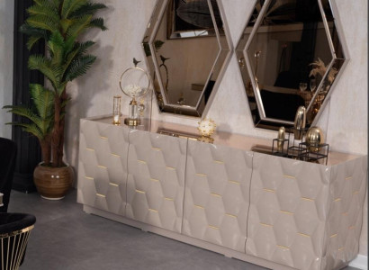 Sideboard Spiegel Anrichte Schrank 3tlg. Konsolentisch Edle Design Konsole Holz