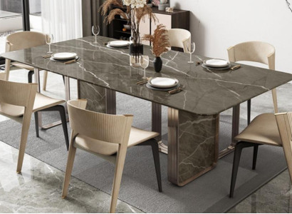 Designer Polster Luxus Tisch Tische 240x100 Esstische Marmor Esstisch Esszimmer