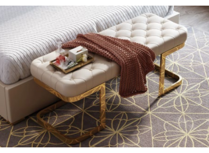 Chesterfield Hocker Polsterbank Ottomane Sitzhocker Zweisitzer Leder Beistell