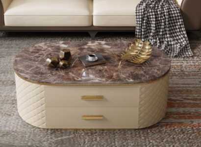 Design Couchtisch Marmor Stein Imitation Wohn Kaffee Sofa Tisch Beistell
