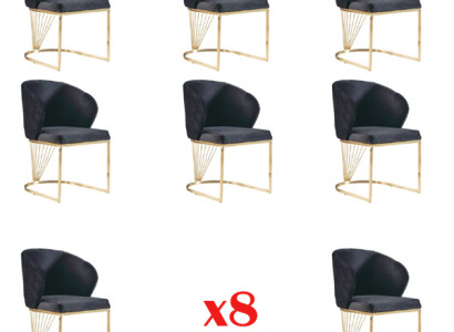 Set 8 Stuhl Gruppe Lehnstuhl Polster Stühle Esszimmer Stoff Möbel Sessel