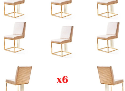 Set 6x Sessel Stuhl Designer Metall Textil Polster Stühle Gastro Esszimmer Möbel