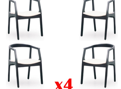 Set 4x Stuhl Design Holz Textil Polster Stühle Gastro Esszimmer Stoff