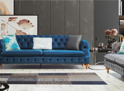 Sofagarnitur Sofa 3+3+1 Sitzer Chesterfield Sessel Möbel Polster Set Mehrfarbig