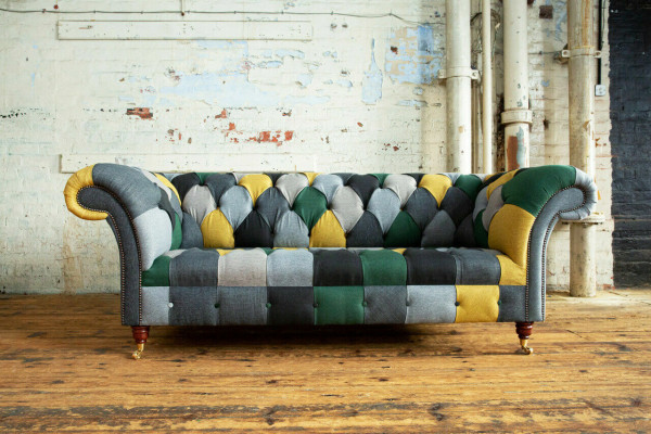 Dreisitzer Couch Polster Design Sofa 3er Sitz Sofas Zimmer Möbel Grün Moderne