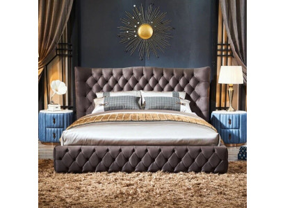Braunes Chesterfield Bett Schlafzimmer Textil Betten Samt Big Hotel Betten