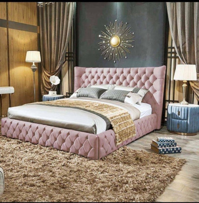 Chesterfield Schwarzes Bett Schlafzimmer Betten Textil Samt Big Hotel Betten