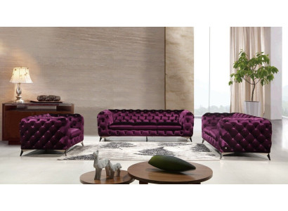 Sofa Chesterfield Polster Couch XXL Big Garnitur Textil 2+1+1 designer