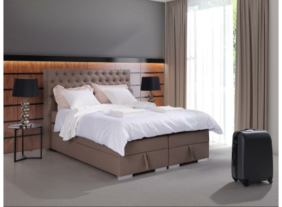 Komplettes Boxspring Bett Matratze Topper Hotel Doppel Betten Chesterfield Neu