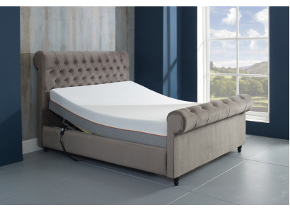 Designer Chesterfield Taupes Luxus Doppelbett Polster Gestell