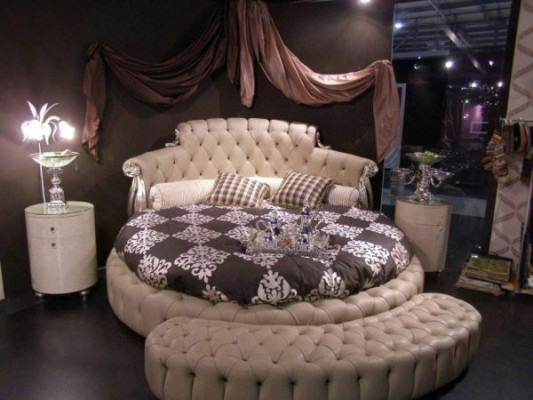 Rundes Bett Rund Design Betten Leder Doppel Hotel Luxus Gestell