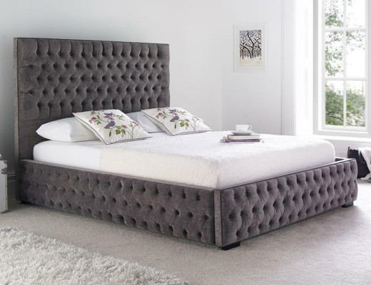 Graues Chesterfield Doppelbett Hotel und Schlafzimmer Betten