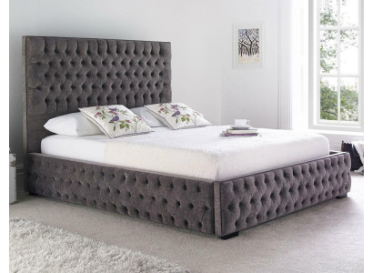 Graues Chesterfield Doppelbett Hotel und Schlafzimmer Betten