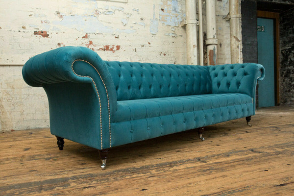 Chesterfield Couch xxl big sofa couchen samt leder textil polster sofas 4 sitzer