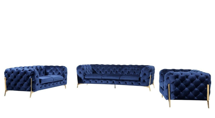 Luxus Textil Stoff Sofa Couch Polster Sitz 3+1 Garnitur Chesterfield Garnituren