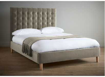 Graues Luxus Chesterfield Doppelbett Polsterbett Schlafzimmer Bett