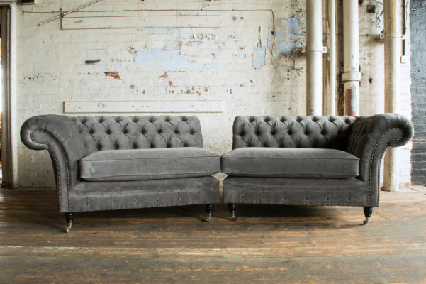 Klassische Chesterfield Sofa 4 Sitzer Design Sofas Polster Couchen Leder Braun