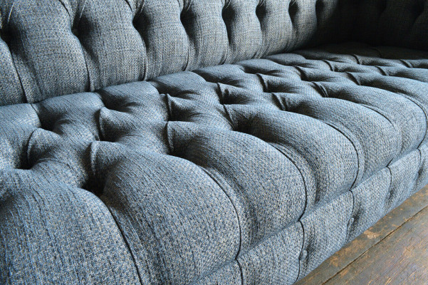 Grauer Textil Chesterfield Dreisitzer Luxus 3-er Couch Designer Sofa