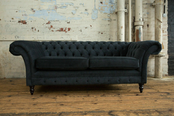 Stilvolles Schwarzes Chesterfield Sofa Designer 3-Sitzer Luxus Couch