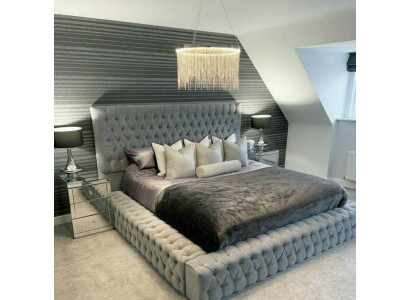 Chesterfield Bett Luxus Schlafzimmer Hotel Polster Betten mit Knöpfen