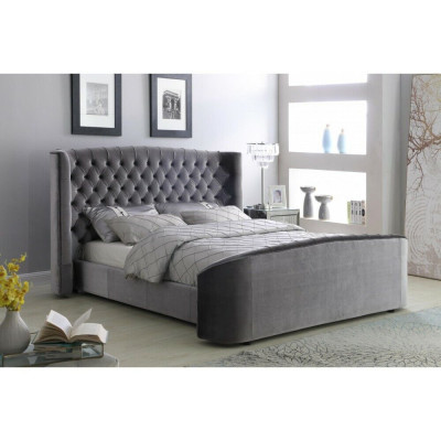 Designer Bett Schlafzimmer Betten Textil Leder Hotel Luxus Polster Samt Stoff