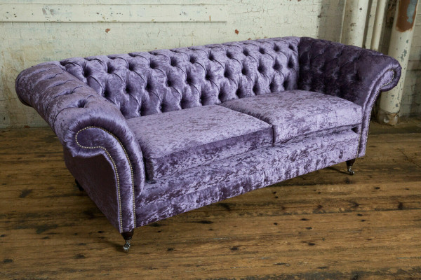 Lila Chesterfield Dreisitzer Chesterfield Luxus 3-Sitzer Sofa