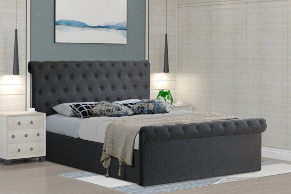Chesterfield Klassisches Design Bett Polster Betten Textil 140x200cm