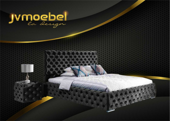 Doppelbett Schlafzimmer Samt Betten Chesterfield Bettgestell Nachttisch 3tlg Set