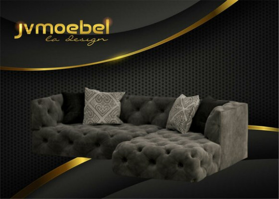 Chesterfield L-Form Ecksofa Couch Design Textil Polster Garnitur Sofa Ecke Neu