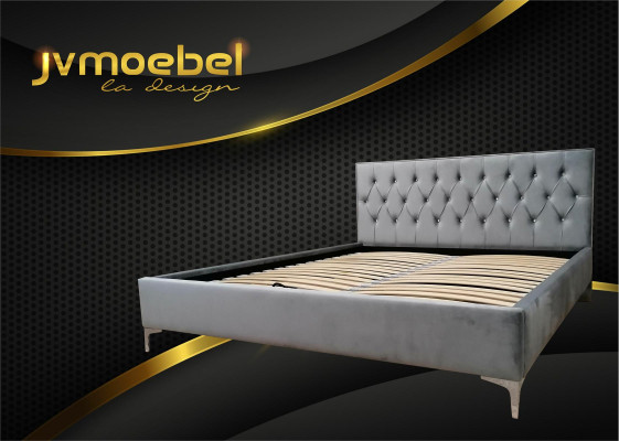 Chesterfield Textil Bett Polster Design 140x200 Doppelbett Betten Bettgestell