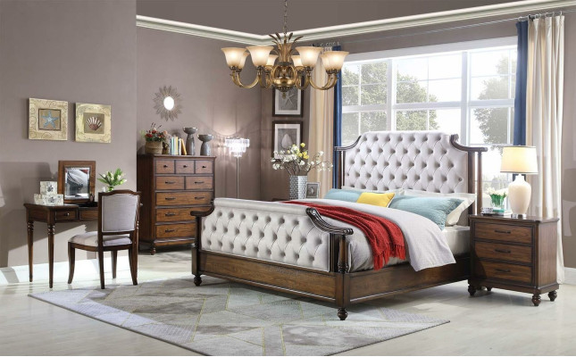 Design Schlafzimmer 6 tlg. Schlafzimmer Komplett Set Bett Nachttisch Kommode Neu