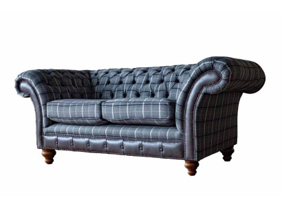 Design Chesterfield Textil Luxus 2-Sitzer Stoff Couch Polster Sofa Neu
