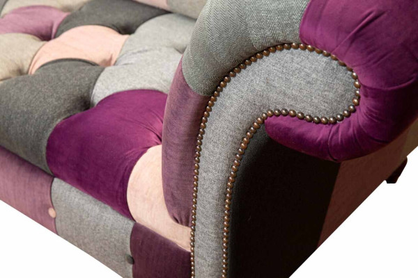 Chesterfield Stoffsofa Couch Polster Design 2 Sitzer Textil Sofas Grau