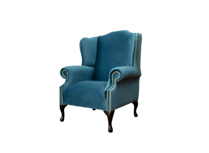 Ohrensessel Einsitzer Chesterfield Couch Blau Sofa Polster Möbel Neu