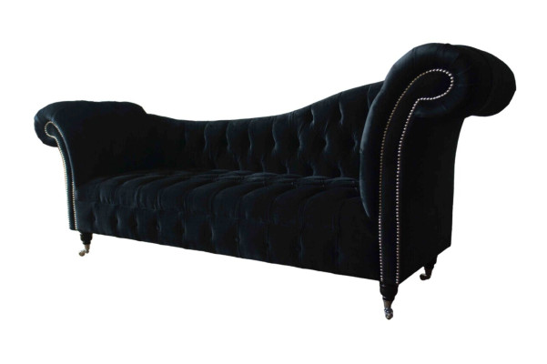 Sofa Luxus Textil Chesterfield Couch Polster 3 Sitzer Garnitur Blau Samt
