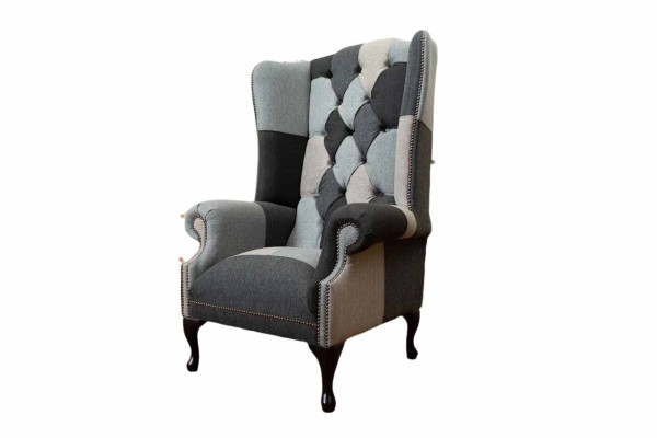 Ohrensessel Chesterfield Sofa Couch Polster 1 Sitzer Sessel Sofas Textil