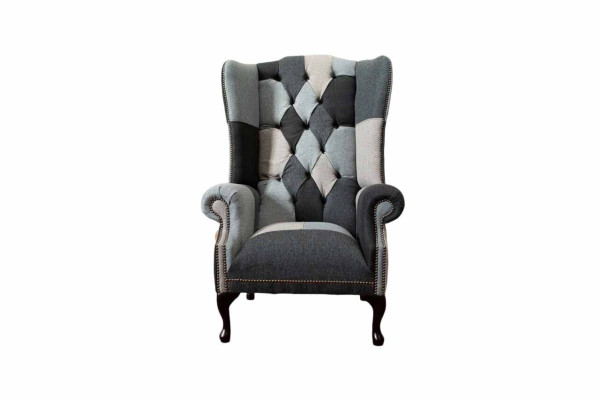 Ohrensessel Chesterfield Sofa Couch Polster 1 Sitzer Sessel Sofas Textil