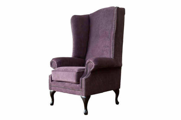 Sessel Chesterfield Textil Lounge Club Polster Lila Luxus Ohrensessel