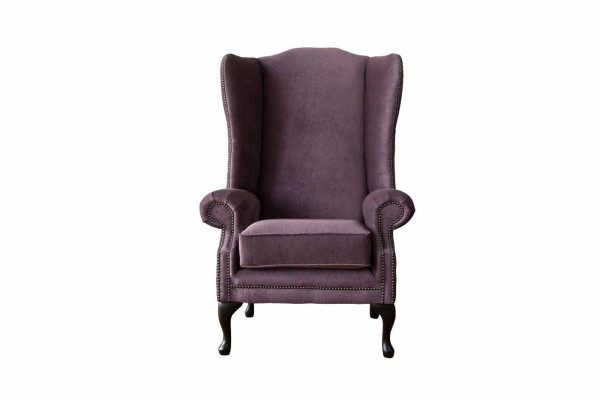 Sessel Chesterfield Textil Lounge Club Polster Lila Luxus Ohrensessel
