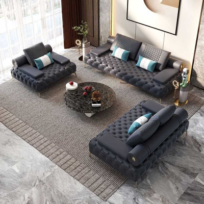 Sofa 3 Sitzer Möbel Leder Dreisitzer Sofas Wohnzimmer Stil 3er Chesterfield