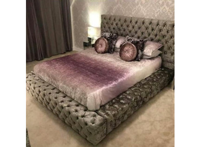 Chesterfield Doppelbett Möbel 180x200 Polster Textil Betten Luxus Design Rahmen