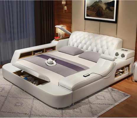 Design Multifunktion Bett XXL Big Betten Leder Hotel Polster 150x200cm