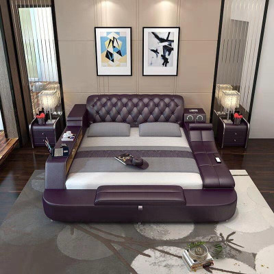 Design Multifunktion Bett XXL Big Betten Leder Hotel Polster 150x200cm