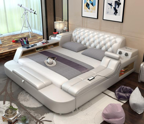 Design Multifunktion Bett XXL Big Betten Leder Hotel Polster 150x200cm