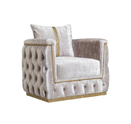 Luxus Chesterfield Sofa Set 3+1 Sitz Couch Polster Möbel Samt Gold