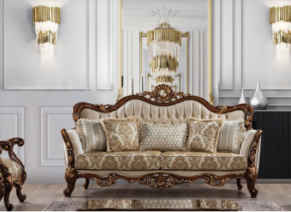 Sofa 3 Sitzer Barock Rokoko Stoff Dreisitzer Sofas Luxus Wohnzimmer Barock Stil