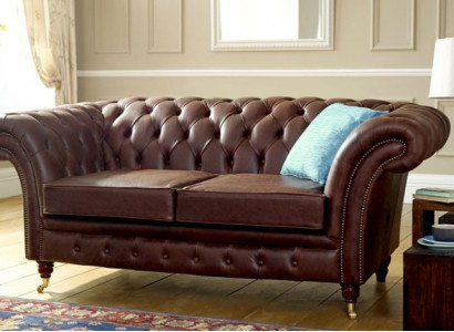 Chesterfield Mens Club Sofa Couch Leder Polster 2 Sitzer Braun NEW jvmoebel ®