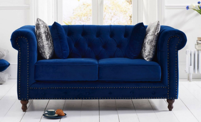 Chesterfield Sofa Couch Polster Stoff Leder Couchen  Polster Garnitur 2 Sitzer