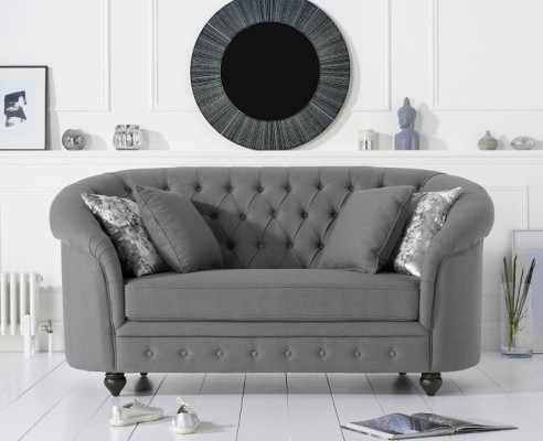 Klassische Textil Couch - Graue Chesterfield Stoff Sofa 2 Sitzer  Neu jvmoebel ®